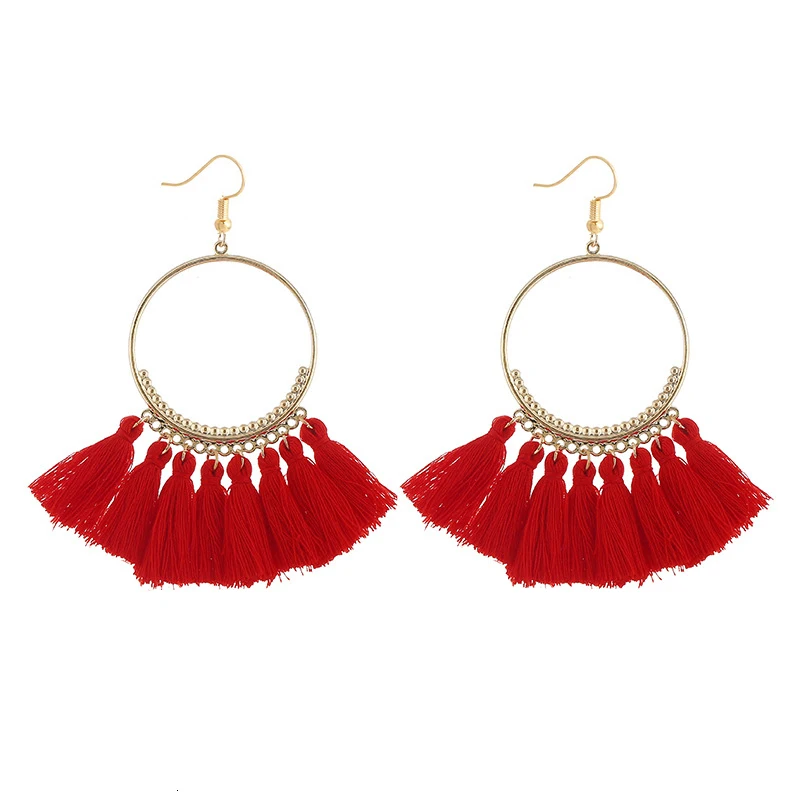 cjh003 Christmas Hoops Tassle Tassel Earrings Drop Fringe Earrings