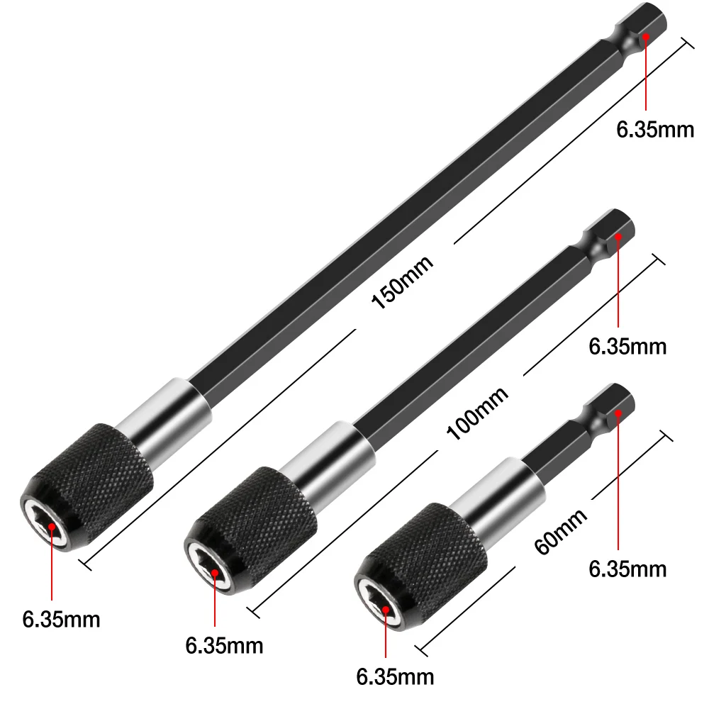 60/100/150 мм 1/4 дюйма шестигранным хвостовиком Quick Release отвертка бит Держатель гибкий удлинитель отвертка - Цвет: 3pcs
