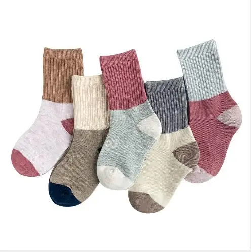 

1-12 Year 5 pairs pack Autumn and winter child socks draw pink color matching boys girls socks baby socks