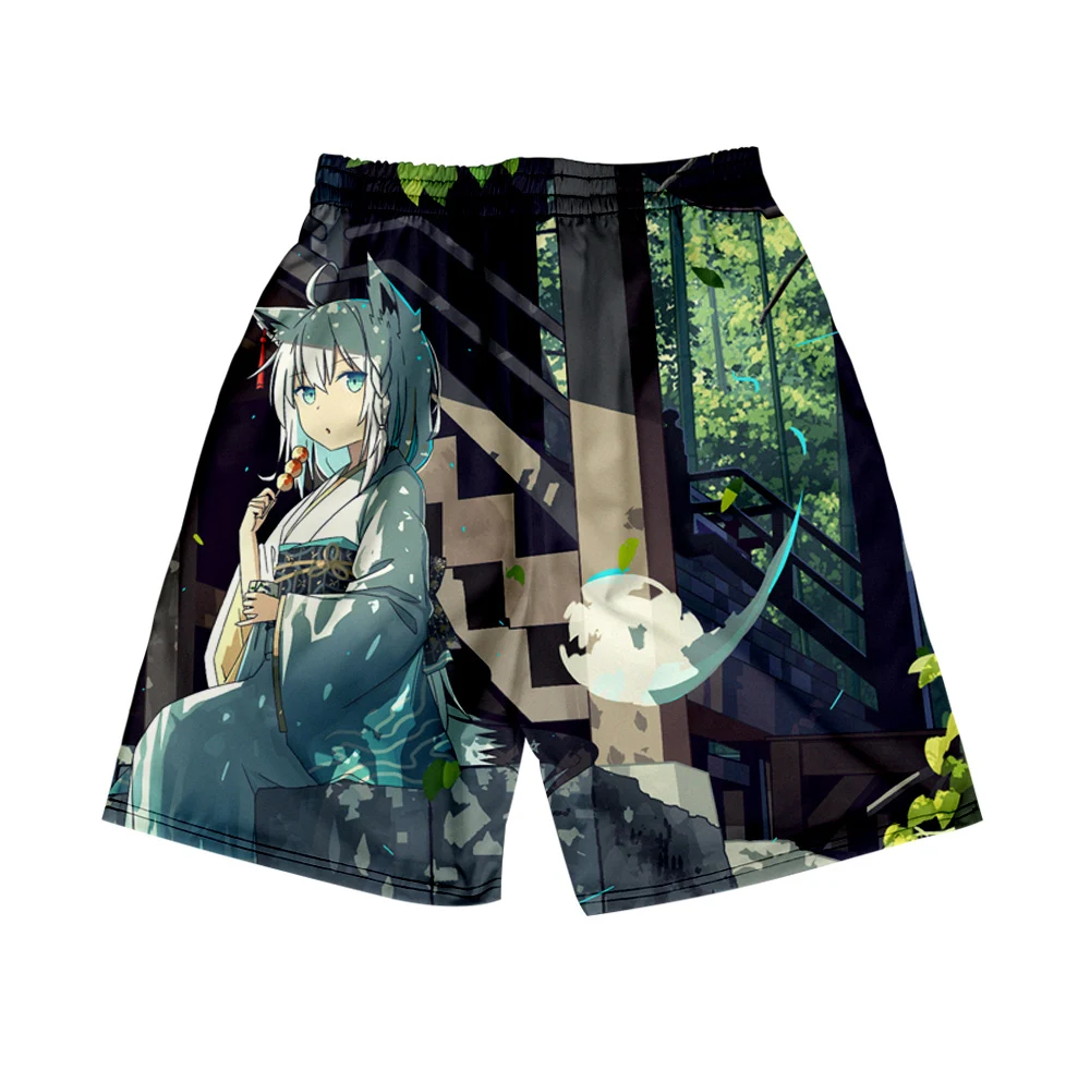 HOLOLIVE VTuber Kawaii Shirakami Fubuki 3D print Summer Men's Recreational style shorts Harajuku Leisure style Beach Shorts 6