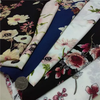 

Print Trousers Chiffon Crepe Dress Fabric Not See Through Flower Printed