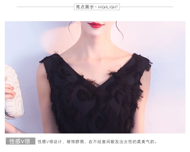 Banquet Evening Gown New Style Elegant Short Slimming Host Annual General Meeting Party Dress Short Skirt Women's