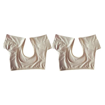 

2x Skin Color Underarm Sweat-Absorbent Pad T-Shirt Can Be Washed and Reused Underarms,Sweat-Absorbent Running Bra,Ultra-Thin(M&L