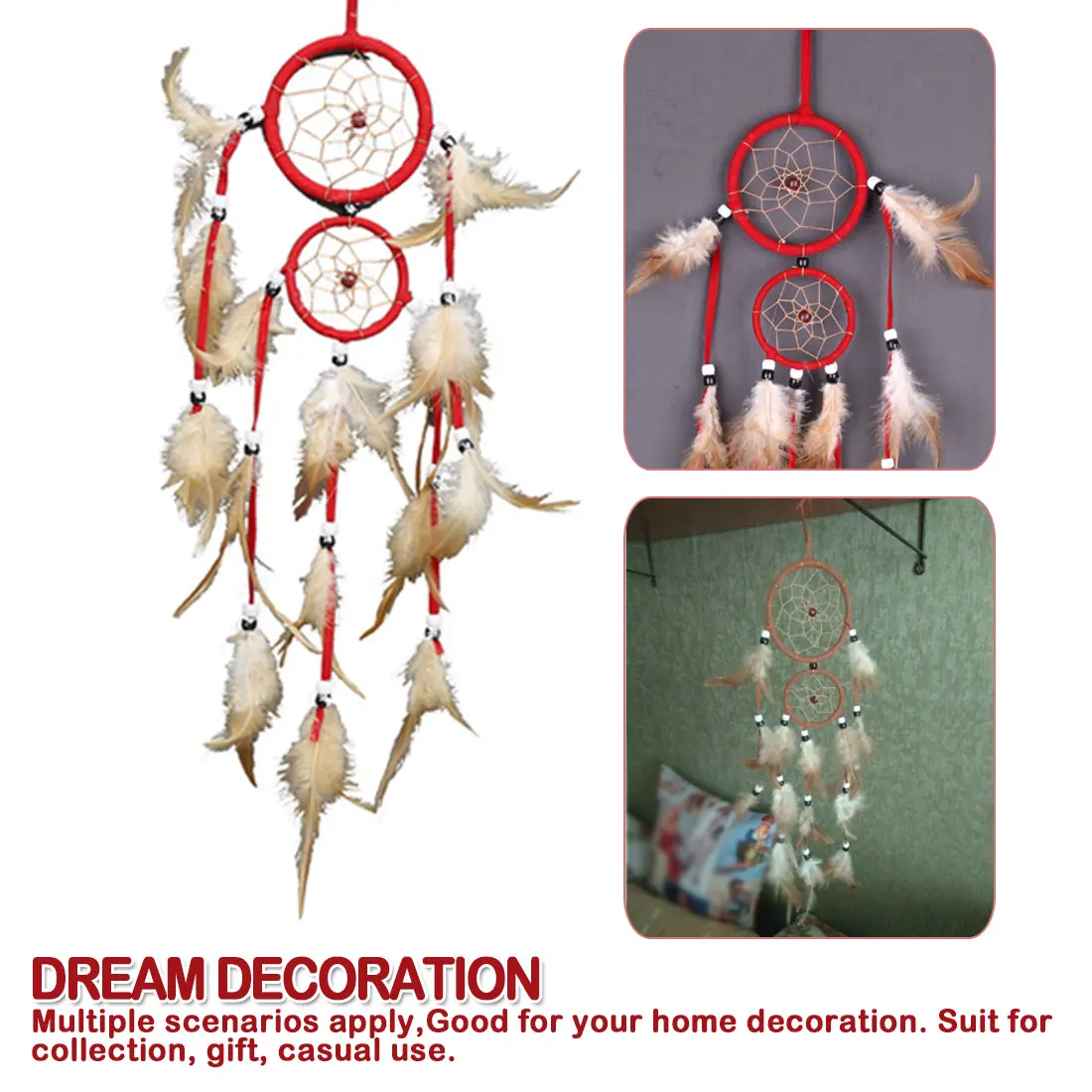 

Retro Feathers Home Decoration 1PC Decoration For Car Dream Catcher Feather Wall Hanging Trendy Vintage Circular