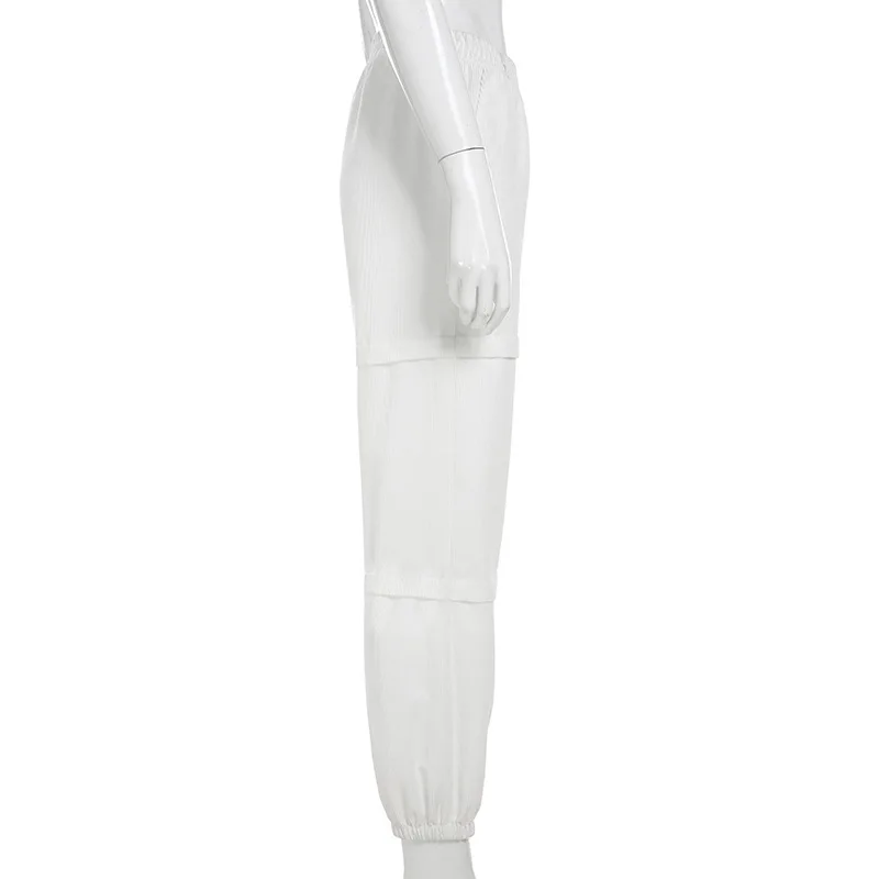 BOOFEENAA вельветовые белые Джоггеры для женщин уличная Высокая талия Свободные шаровары хип хоп широкие брюки спортивные штаны Зимние C84-AD26