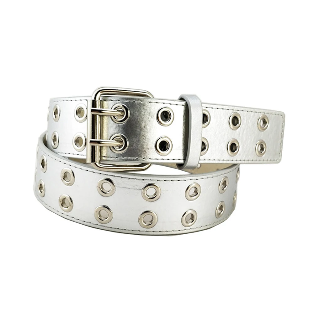 

Men Women Work All Match Fashion Adjustable Strap Waistband Casual Belt Retro Adjsutable Double Pin Buckle Punk Jeans PU