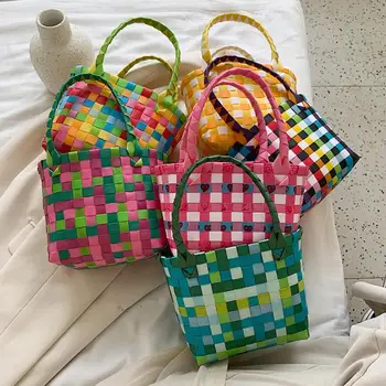 

Summer Woven Tote Bag Vegetable Fruit Basket Women Picnic Beach Handbags