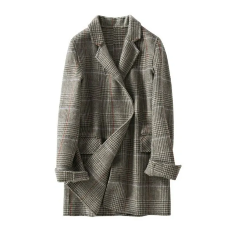 Beste 2019 Nieuwe Vrouwen Mode Plaid Blazers Pak Dames Herfst Winter Plaid Losse Retro Plaid Wollen Jasje Jassen Vrouwelijke Outcoats