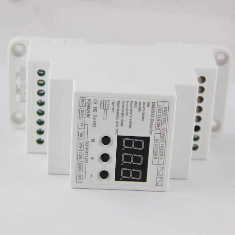 BC-835-DIN-RJ45 DC12-24V input 5A*5CH output, 5CH Constant voltage PWM DMX512/1990 Decoder controller for led strip light lamp