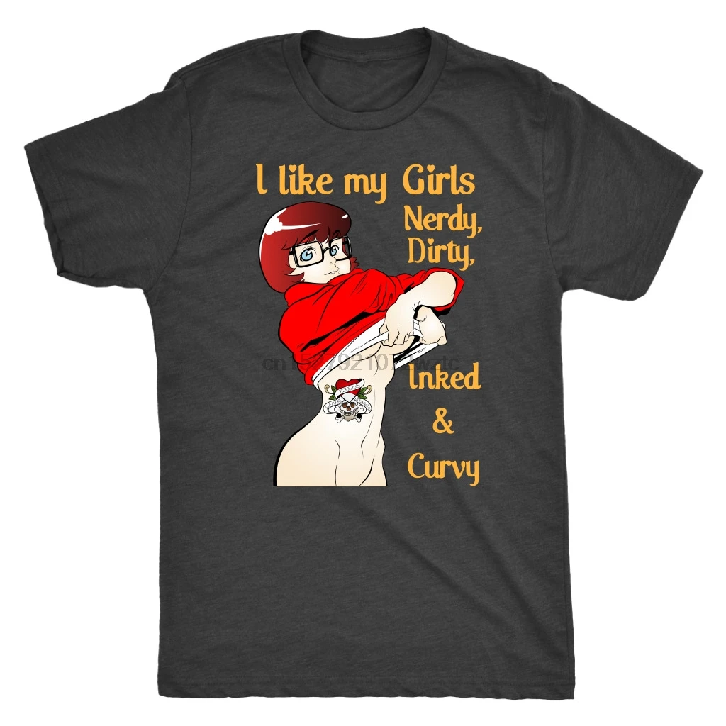 Nerdy Dirty Inked And Curvy унисекс Triblend Velma футболка хлопковая Футболка Размер S-5XL | Мужская