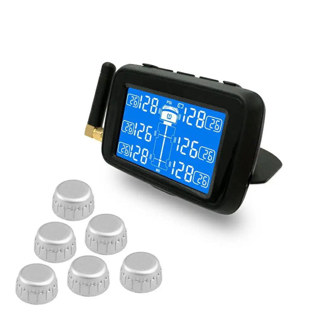 U901 24 В Авто Грузовик TPMS автомобиля беспроводной контроль давления в шинах Система с 6 внешними датчиками сменный аккумулятор ЖК-дисплей