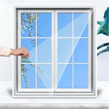 

1.3Mx1.5M Self-adhesive Window Screens New Sheer Mesh Anti-mosquito Screen Breathable Free Cut Stealth Window Curtain Screens