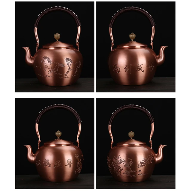 1200 Ml Tiszta Réz Forrásban Lévő Vízforraló Japán Stílusú Kézzel Készített Piros Teáskanna Nagy Kapacitású Sörfőzde Retro Teakészlet - Image 5