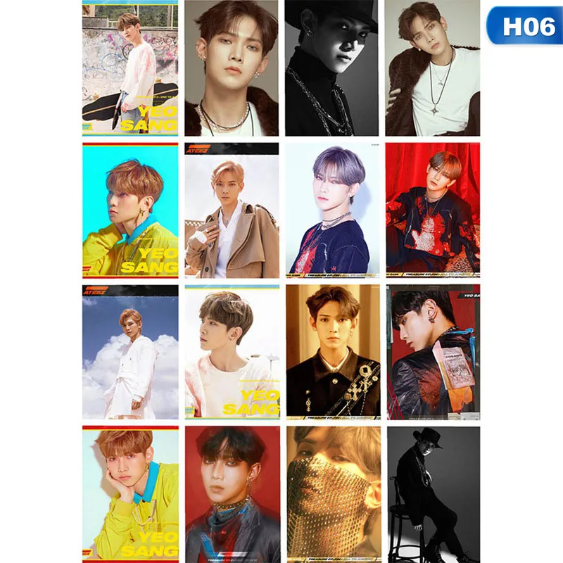 16 шт./компл. Kpop ATEEZ Фотокарта альбом для открыток с фотографией ATEEZ поп ломо карты, Новое поступление