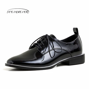 

Women Winter Oxfords Women Wingtip Genuine Leather Flats laces Round Toe Lady Brogue Shoes Handmade shoes Steinmeier