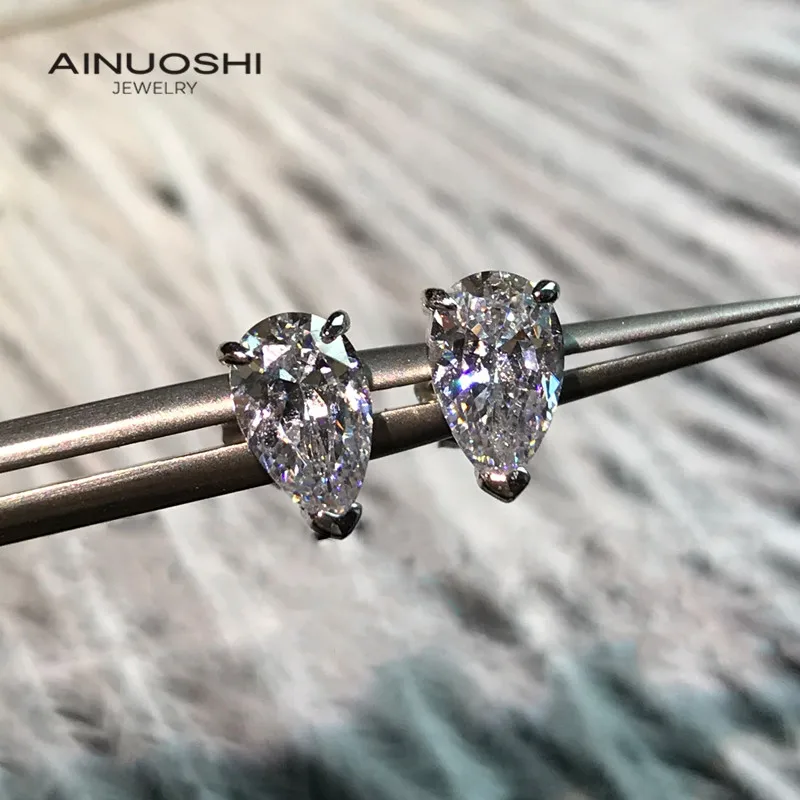 AINUOSHI 925 пробы серебро 5x8 мм грушевидной имитация Сона со стразами простые серьги
