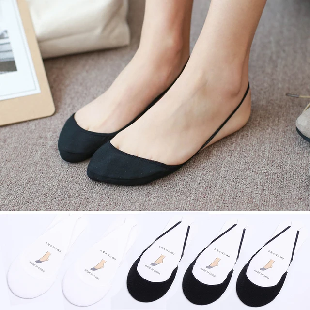 10pcs 5pair Cotton Comfortable Soild Half Sole Cover Invisible Sock Slippers for Women Girls Thin High Heel Shoes Socks Meais 2 White 3 Black