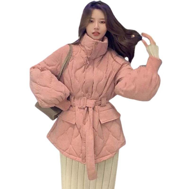 Winter white duck down down jacket for women with fleece and thick short ins hot warm coat young lady shopping lighting cloth