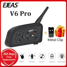EJEAS – oreillette Bluetooth V6 PRO pour moto, appareil de communication BT pour casque, Intercom avec kit mains-libres portée 1200m pour 6 motocyclistes