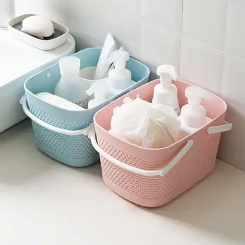 

Small Plastic Portable Bathroom Drain Storage Basket Kitchen Desktop Sundries Snack Fruit Storage Containers