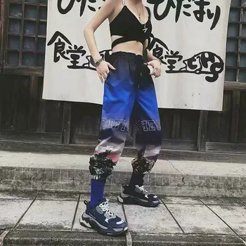 

NiceMix Pants Ropa Mujer Pantalon Femme Pants Women Casual Loose High-Elastic Sports Side Harajuku Gradient Print Leggings Feet