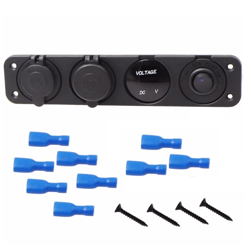 

4 in 1 New Digital Voltmeter+12V Power Socket +Dual Usb Power Charger Adapter Socket with Rocker Switch Promotion