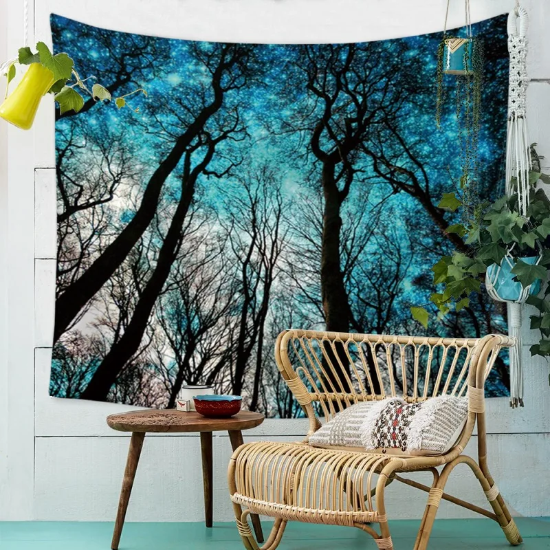 

Natural Forest Landscape Wall Hanging Art Home Decor Polyester Fabric Tapestry for Living Room Bathroom Bedroom Kitchen Dorm