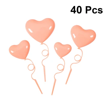 

40pcs Heart-shaped Balloons Cake Toppers Cute Birthday Cake Ornaments Romantic Valentine Day Cake Toppers for Girls Party A30