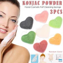 Высокое качество 3 шт. Konjac Губка пуховка для чистки лица Сердце формы пуховка средство для очищения лица- MS