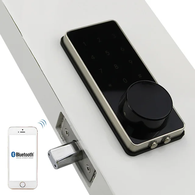 Silver Zinc Alloy Home Smart Bluetooth Electronic Press Screen Code Password Lock Deadbolt Door Lock Unlock By App Code Key