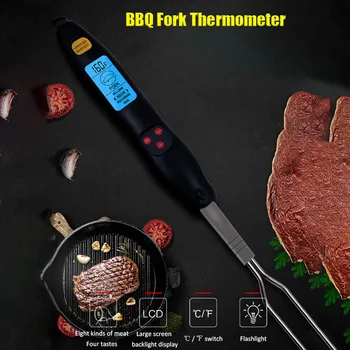 

Outdoor BBQ Thermometer with Alarm Digital Food Thermometer for 8 kind of Meat Led Backlight Kitchen Thermometer with Flashlight