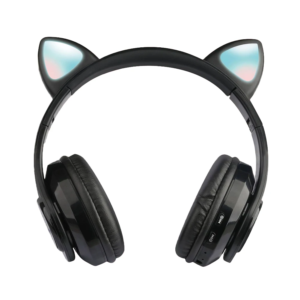 LED Cat Ear Headphones Bluetooth 5 0 Noise Cancelling Adults Kids girl Headset Support TF Card FM Radio With Mic