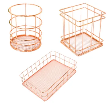 

Nordic Home Desk Stationery Storage Basket Organizer Iron Art Pen Pencil Pot Holder Pencil Container Gifts
