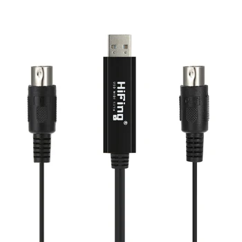 

2M HiFing USB IN-OUT MI Cable One In One Out Interface 5 Pin Line Converter PC to Music Keyboard Adapter Cord