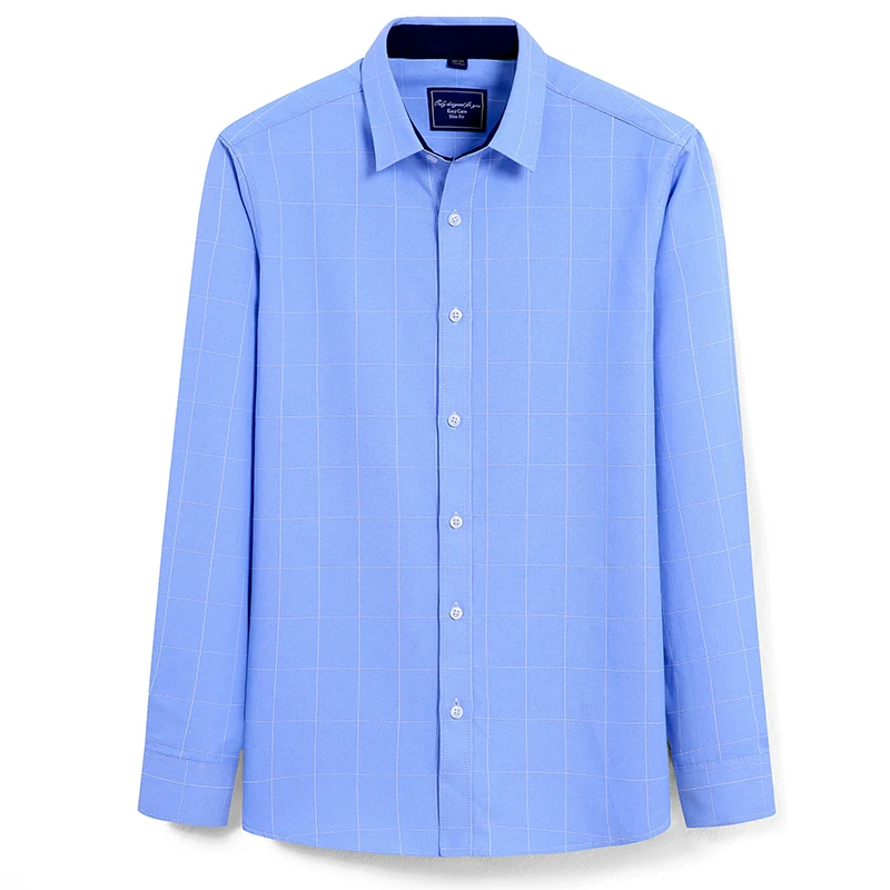 Quanbo фирменные мужские рубашки с длинным рукавом высокого качества, новинка, рубашки, Молодежные клетчатые деловые повседневные рубашки - Цвет: Blue