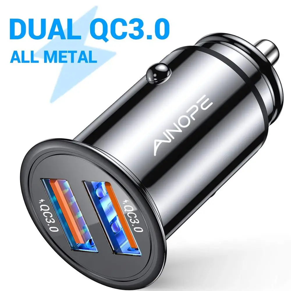 

USB Car Charger, [Dual QC3.0 Port] 36W/6A [All Metal] Fast Car Charger Mini Cigarette Lighter Usb Charger Quick Charge Compatibl