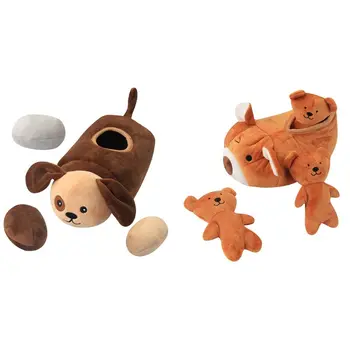 

Dog Squeaky Toy Hide Seek Plush Dog/Bear Interactive Pet Toys Christmas Play Kit