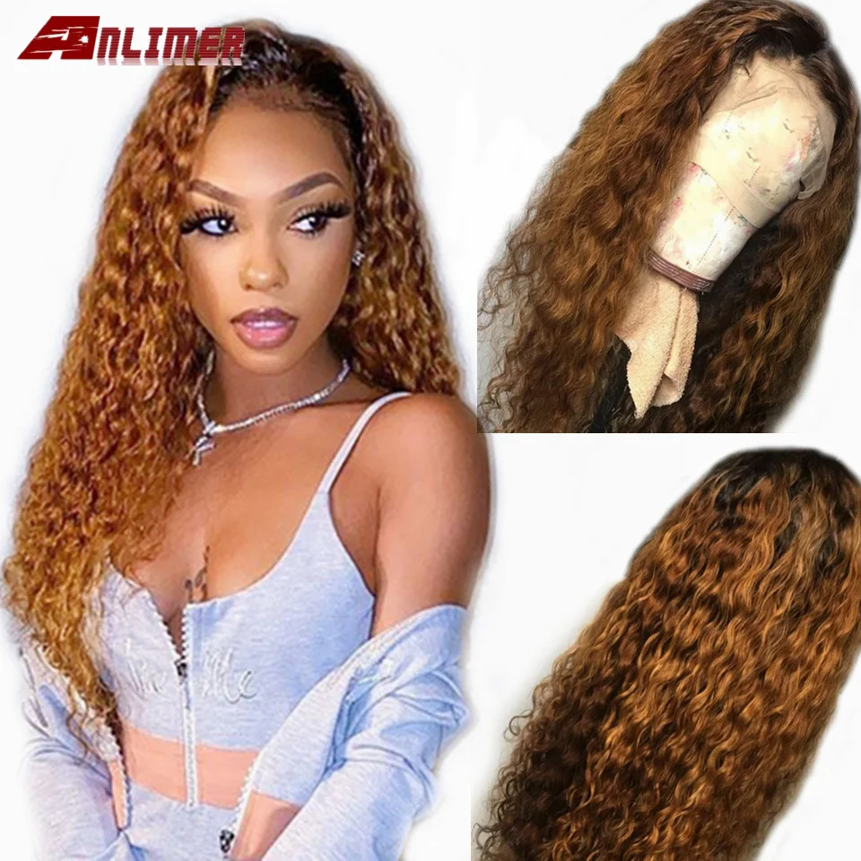 Ombre 1b 27 # блонд 13х6 кружевные передние человеческие волосы парики глубокий пробор
