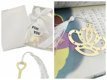

(25 Pieces/lot) Small Wedding bookmark favors of Crown design bookmark and Key to my heart gift bookmark For Party decorations