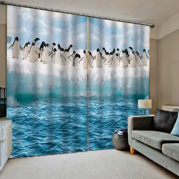 

Blackout curtain 3D Window Curtain Luxury living room decorate Cortina blue water curtains birds curtain