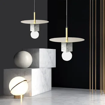 

Europe Terrazzo Originality A Chandelier Concise Modern Single Head Restaurant Bar Counter Designer Marble Small A Chandelier