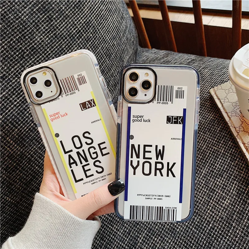 Lovebay INS Air билетов яркие цвета прозрачные чехлы для iPhone 11 Pro XS Max XR X 7 8 Plus город штрих-код этикетка Мягкий ТПУ задняя крышка