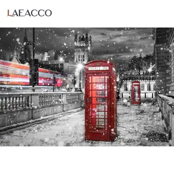 

Laeacco Snowflake Telephone Polka Dots Light Bokeh Grunge walls Houses Photo Backdrop For Photo studio