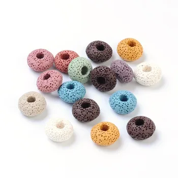 

200pcs/lot 15x9mm Mix Color Rondelle Lava Stone European Beads Large Hole No Metal Core Bead Hole: 5mm DIY Jewelry Findings