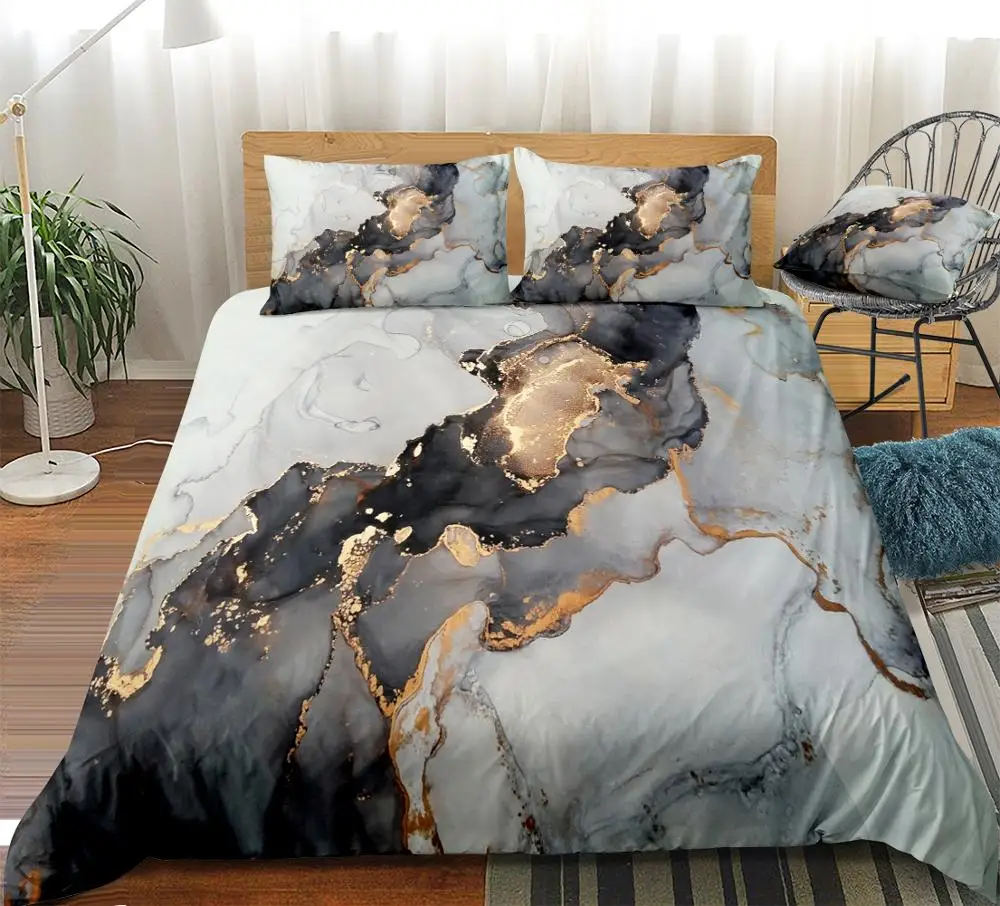

Blue Marble Bedding Set Marble Texture Duvet Cover Set Blue Bed Linen Grey Bedding Set Boys Girls Home Textile Modern Bedclothes