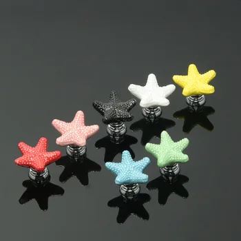 Starfish Ceramic Drawer Knobs Cabinet Pulls Kitchen Handles Cartoon Furniture Handle for Kids Room Furniture Hardware