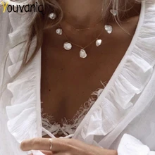 Youvanic богемный чокер с жемчугом подвеской Цепочки и ожерелья ювелирных изделий для Для женщин кисточкой многослойное украшение на шею в Цепочки и ожерелья, модная блуза с воротником на шее 2435