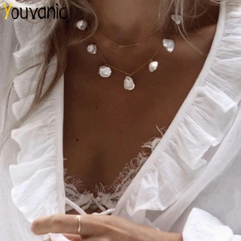 

Youvanic Boho Simulated Pearl Pendant Choker Necklace For Women Layered Clavicle Chain Necklace Fashion On Neck Jewelry 2435