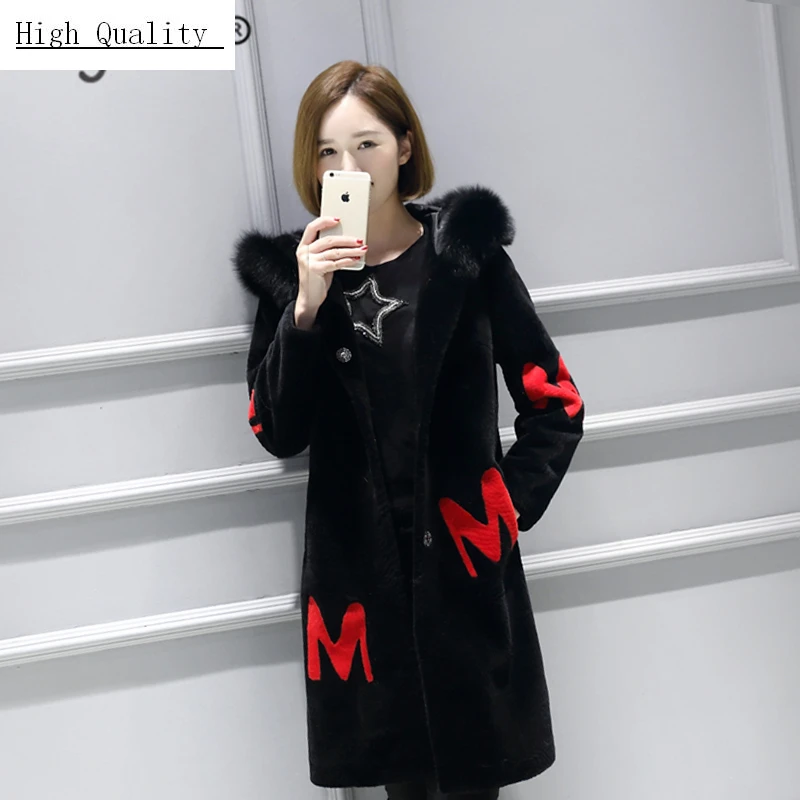 

Fashion Sheep Shearling Overcoat Female 2020 Long Real Fur Coat Women Winter Warm Jacket Wool Cashmere Outerwear LW1531