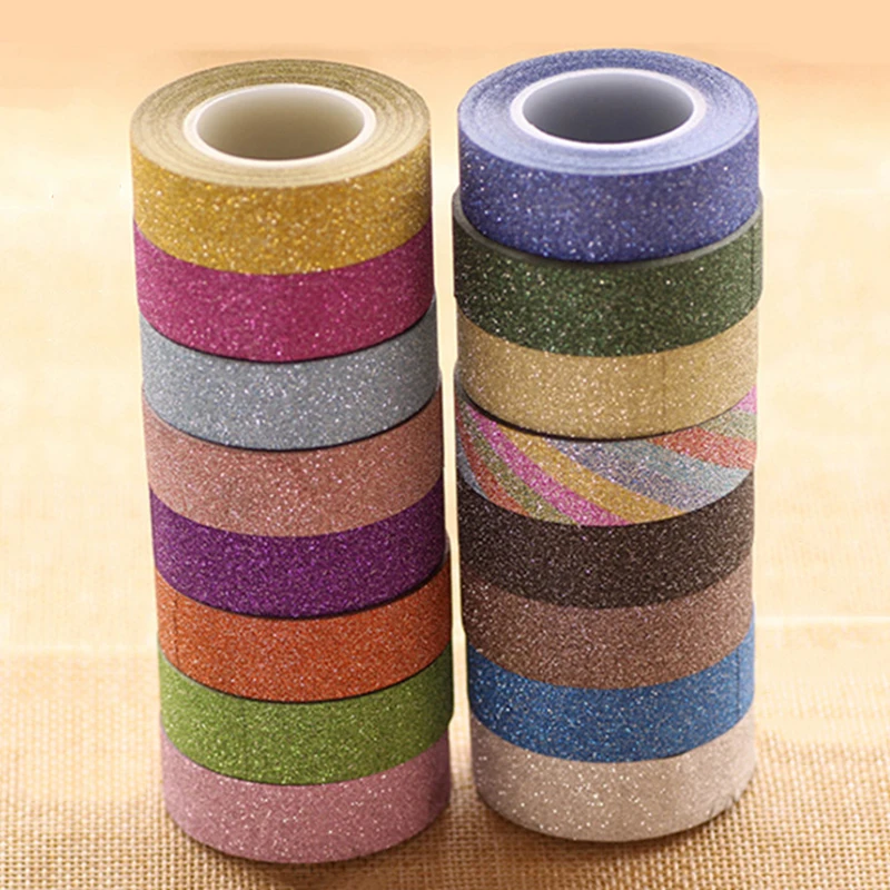 16 colores, gran oferta 10m papel Washi brillante cinta adhesiva de papel adhesiva protectora etiquetas artesanales bricolaje Decoración